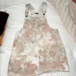 Wild Fable Cream Denim Skirted Overalls w/ Watercolor Tie-Dye Size M